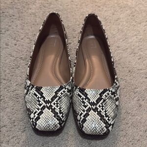 Snakeskin Flats with Square Toe